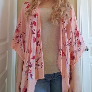 NEW! Charming Charlie Pink Floral Kimono